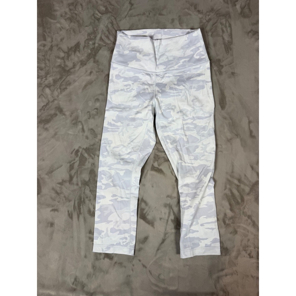 Lululemon Wunder Under High Rise Crop Leggings Camo Grey Size 8